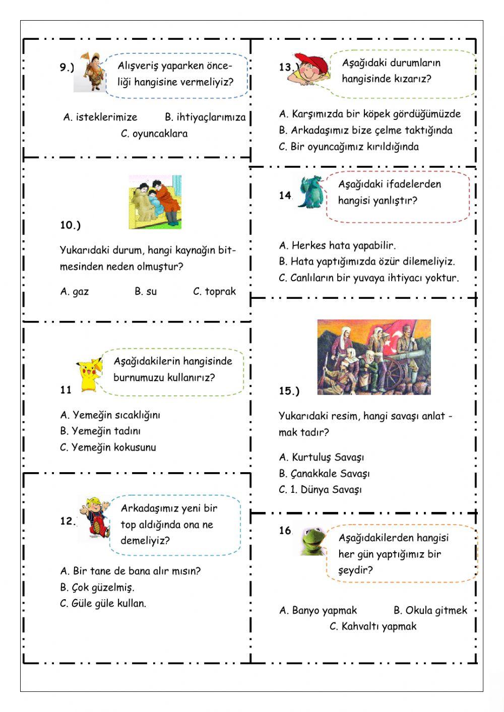 Hayat bilgisi dönem değerlendirmesi 2