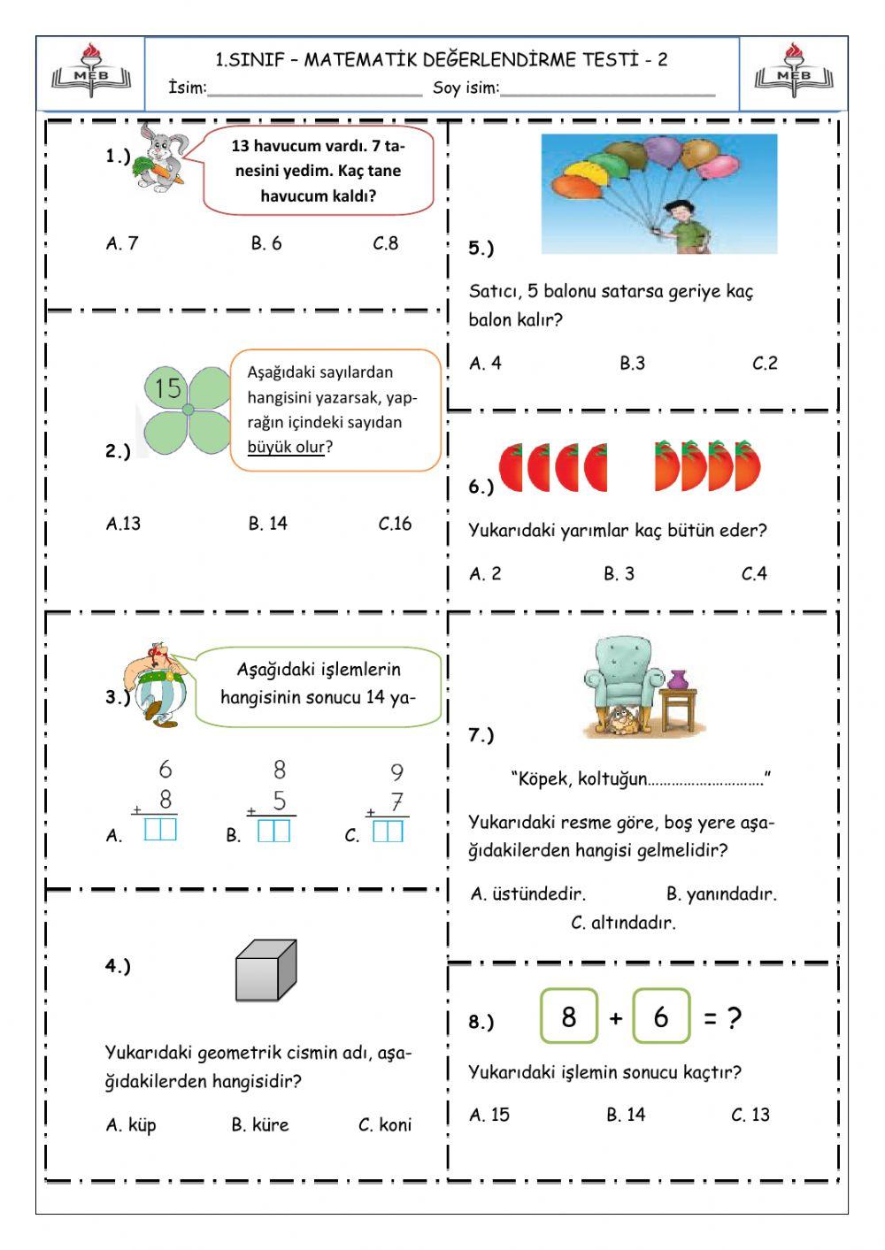 Matematik dönem değerlendirme 2