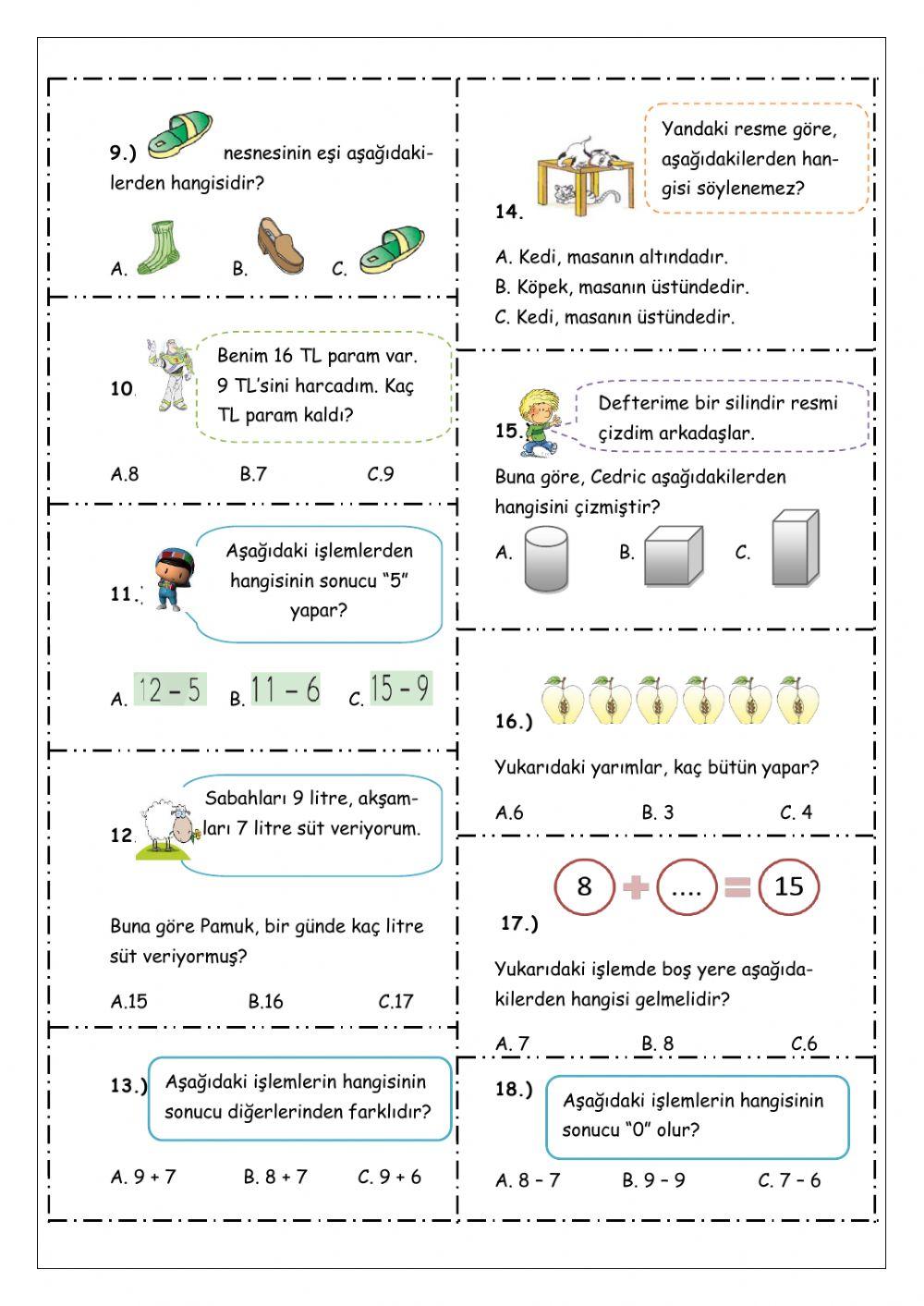 Matematik dönem değerlendirme 3