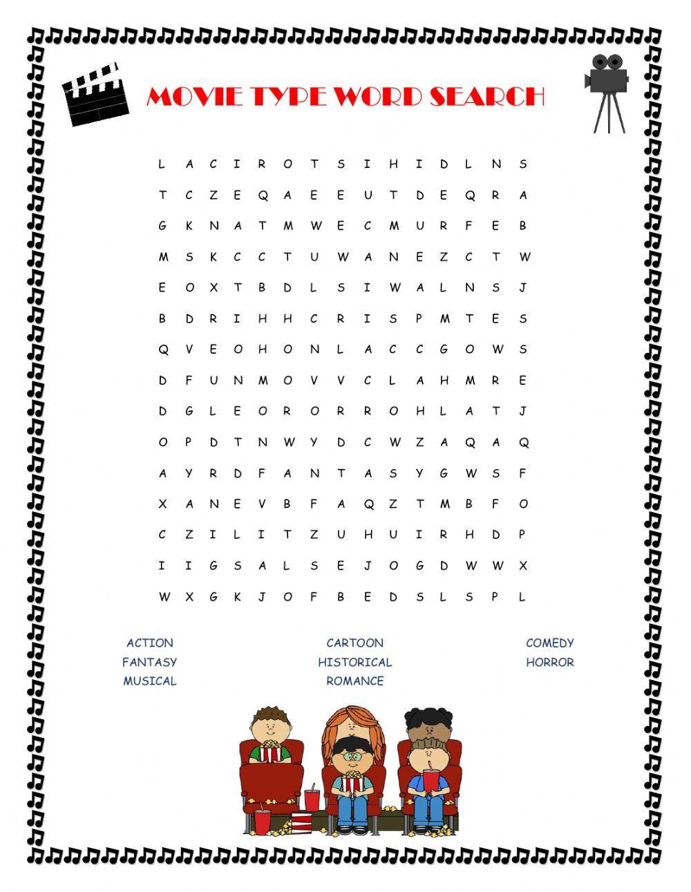 Movie Type Word Search