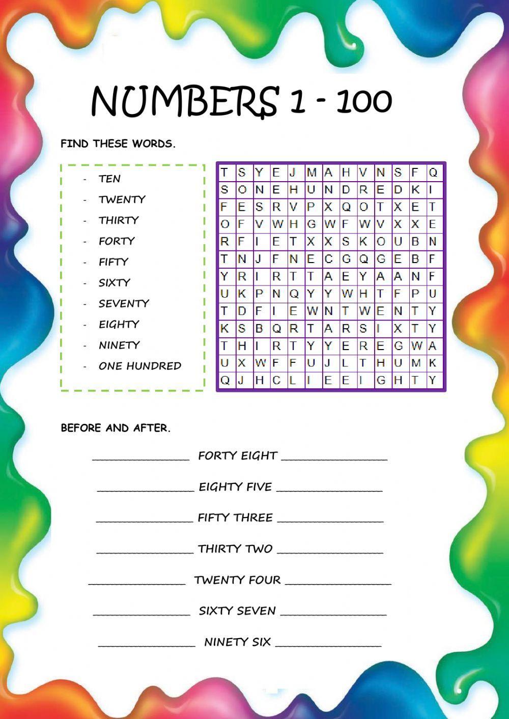 Numbers from 1 to 100