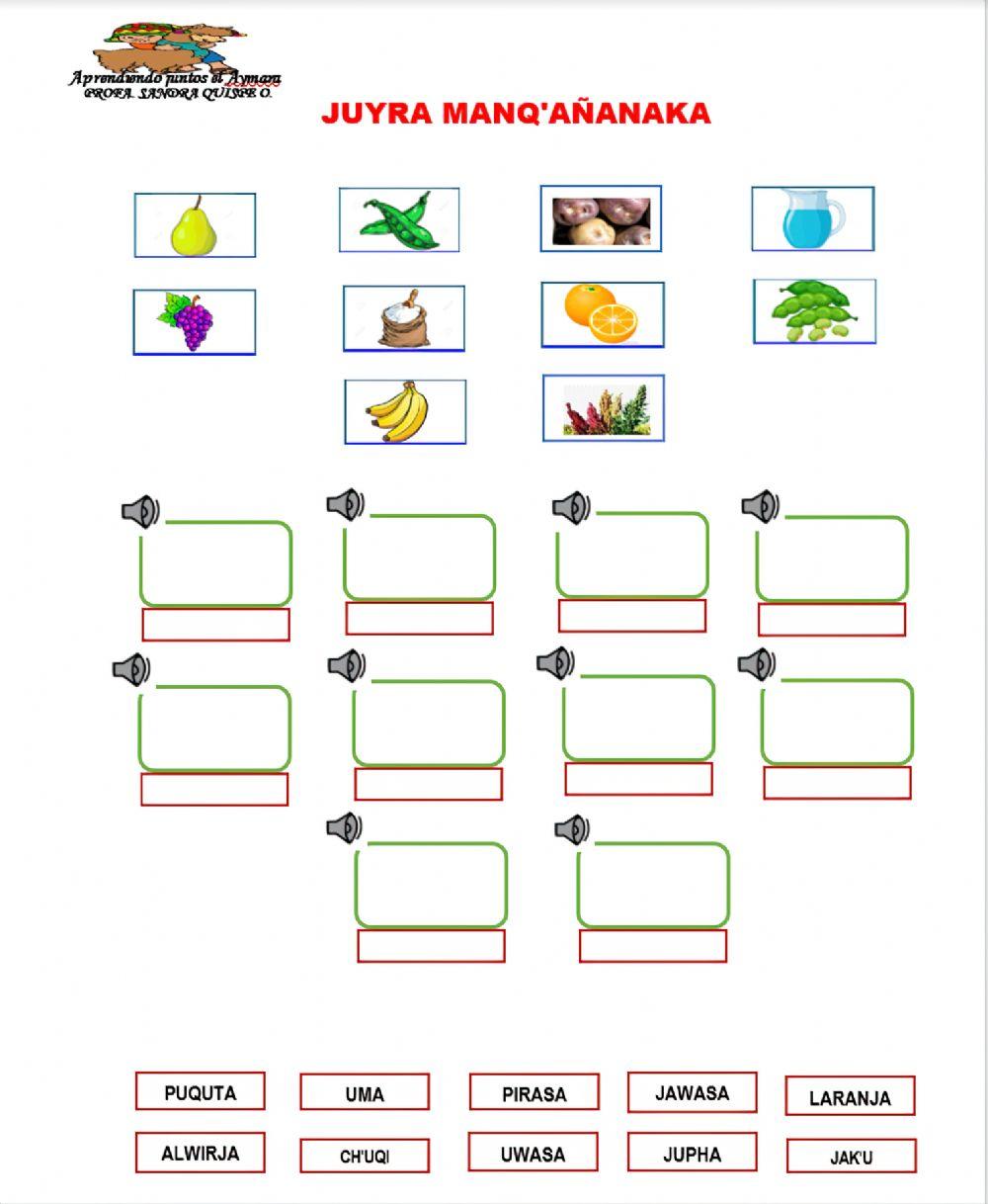 Aprendemos alimentos Aymara