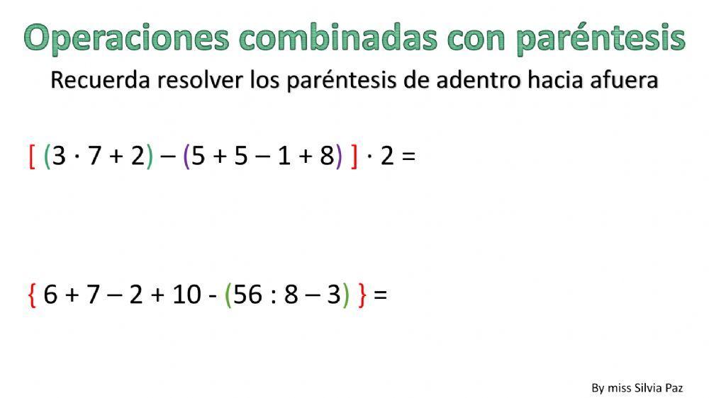 Operaciones combinadas con paréntesis