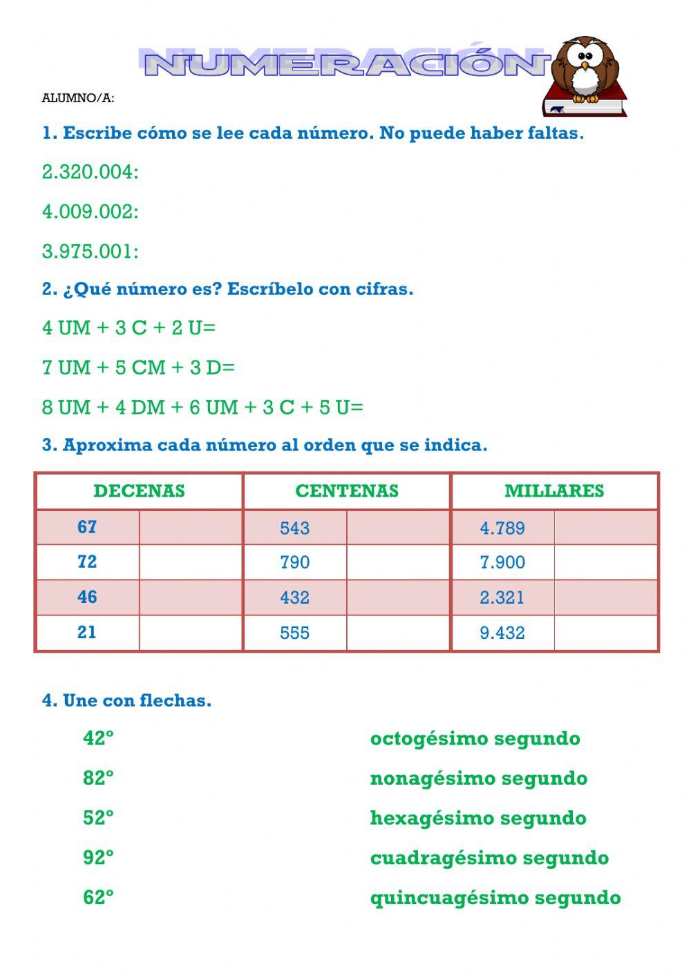 Numeración 4º Primaria