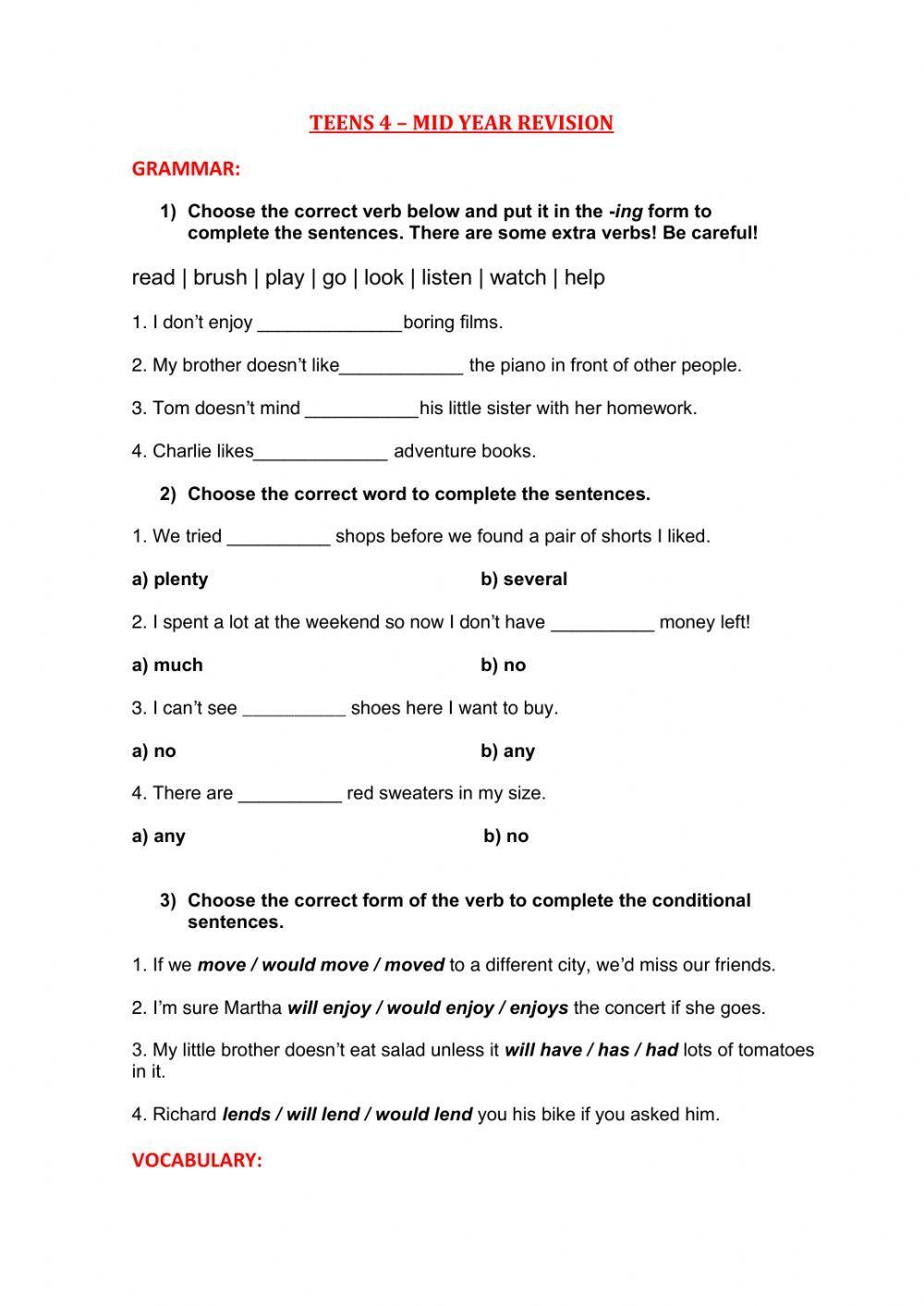 Revision 1 - 3 TEENS 4 worksheet | Live Worksheets