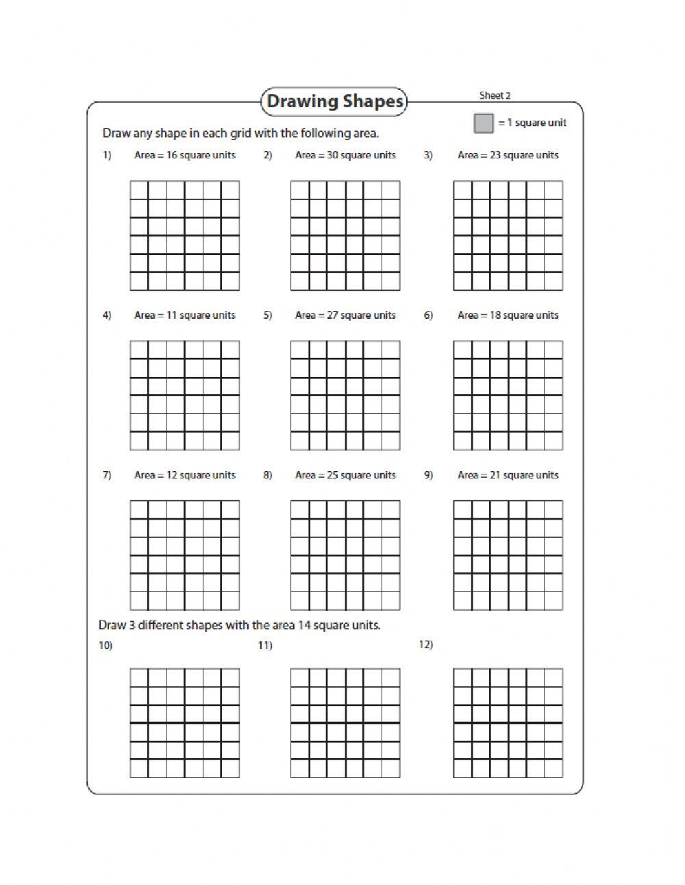 Area - Creating shapes using given area Day 2