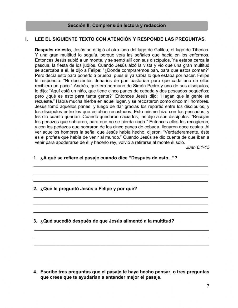 Examen en línea, Español 2