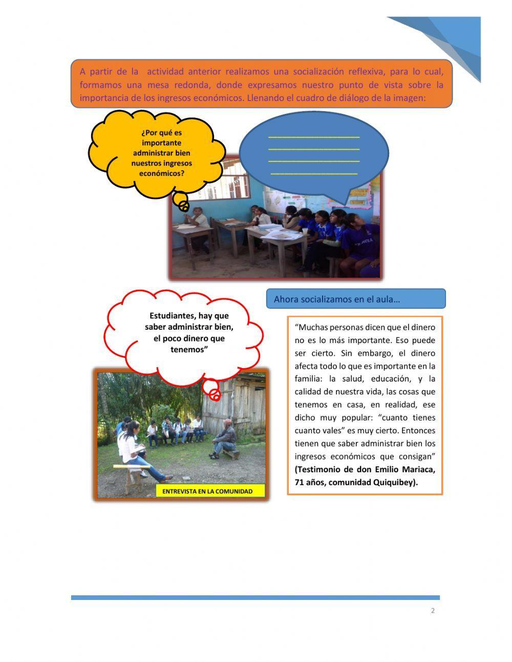 Las actividades económicas  de la comunidad