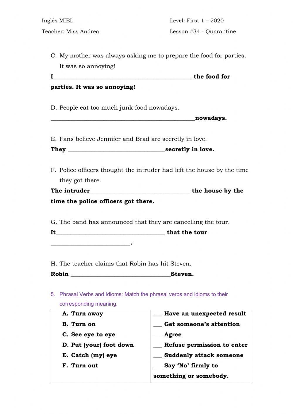 First 1 - Revision Units 4 - 5