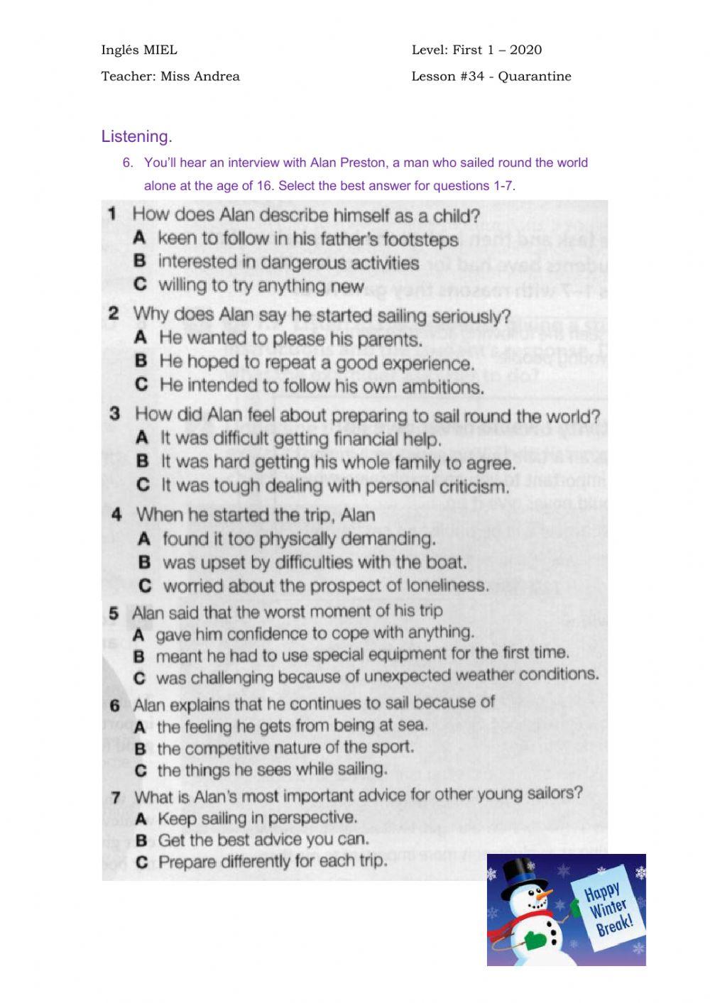 First 1 - Revision Units 4 - 5