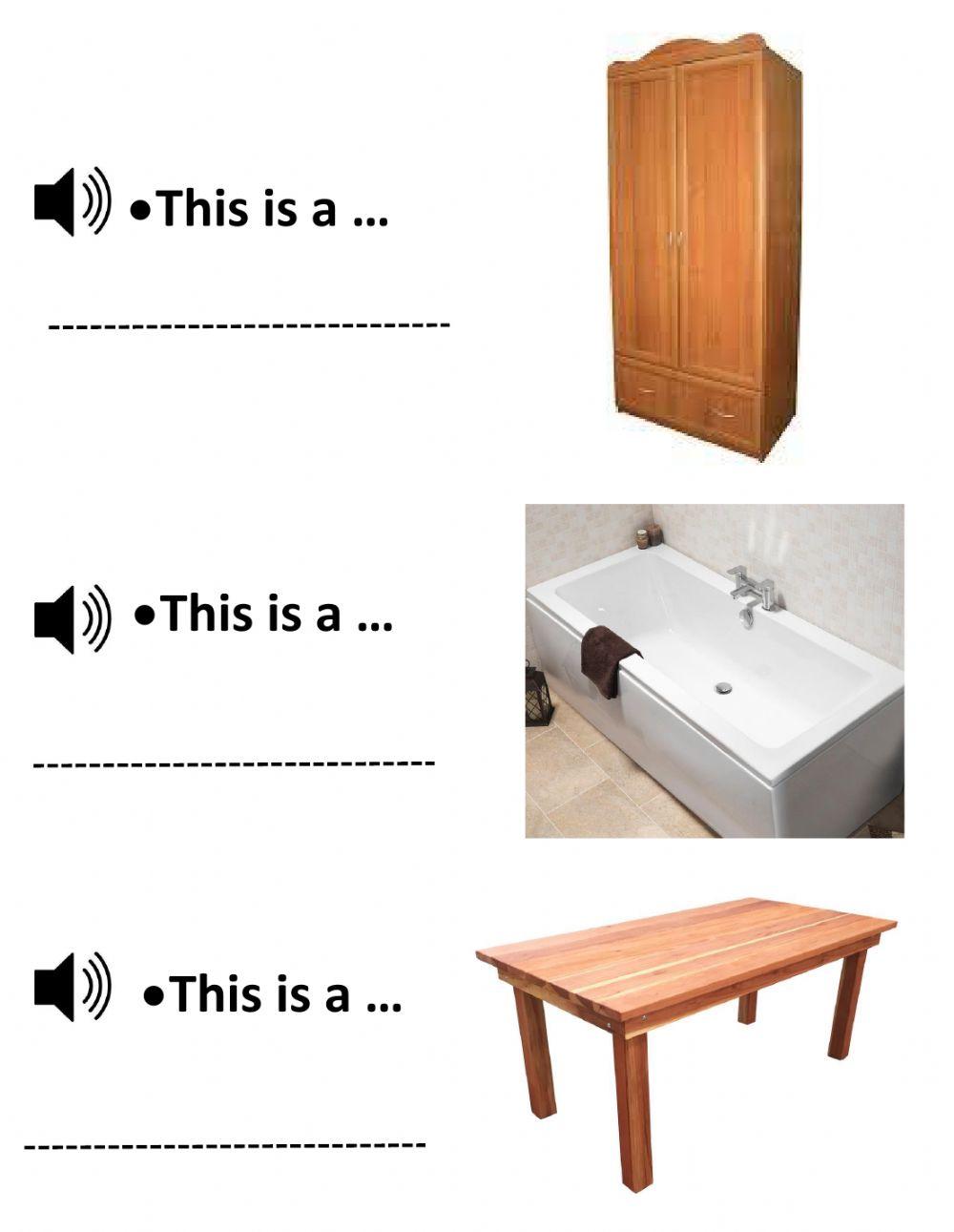 Pieces of furniture listen and write worksheet Live Worksheets