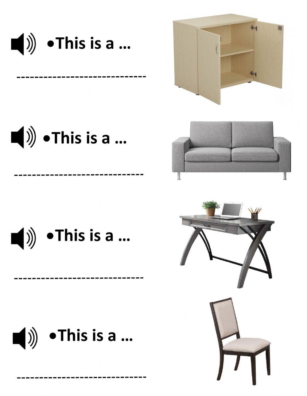 Pieces of furniture listen and write worksheet Live Worksheets