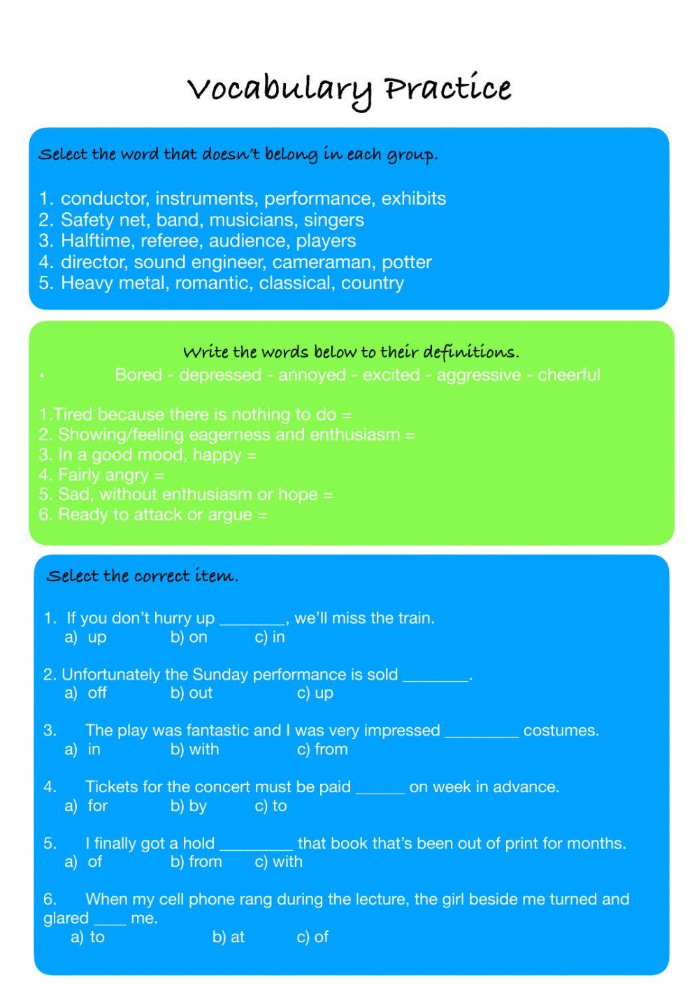 Vocabulary practice Unit 6. Workbook worksheet Live Worksheets
