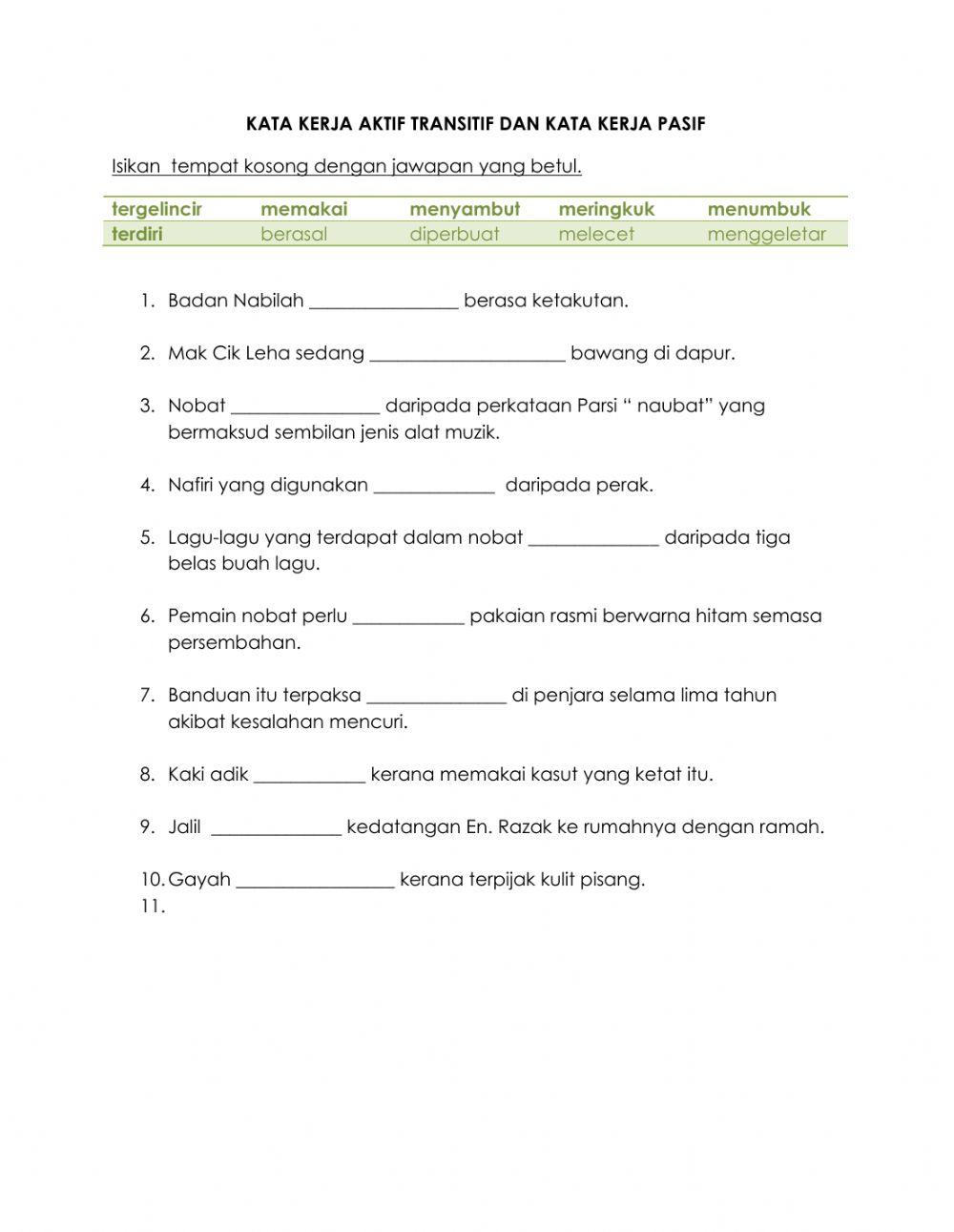 Kata kerja aktif dan kata kerja pasif