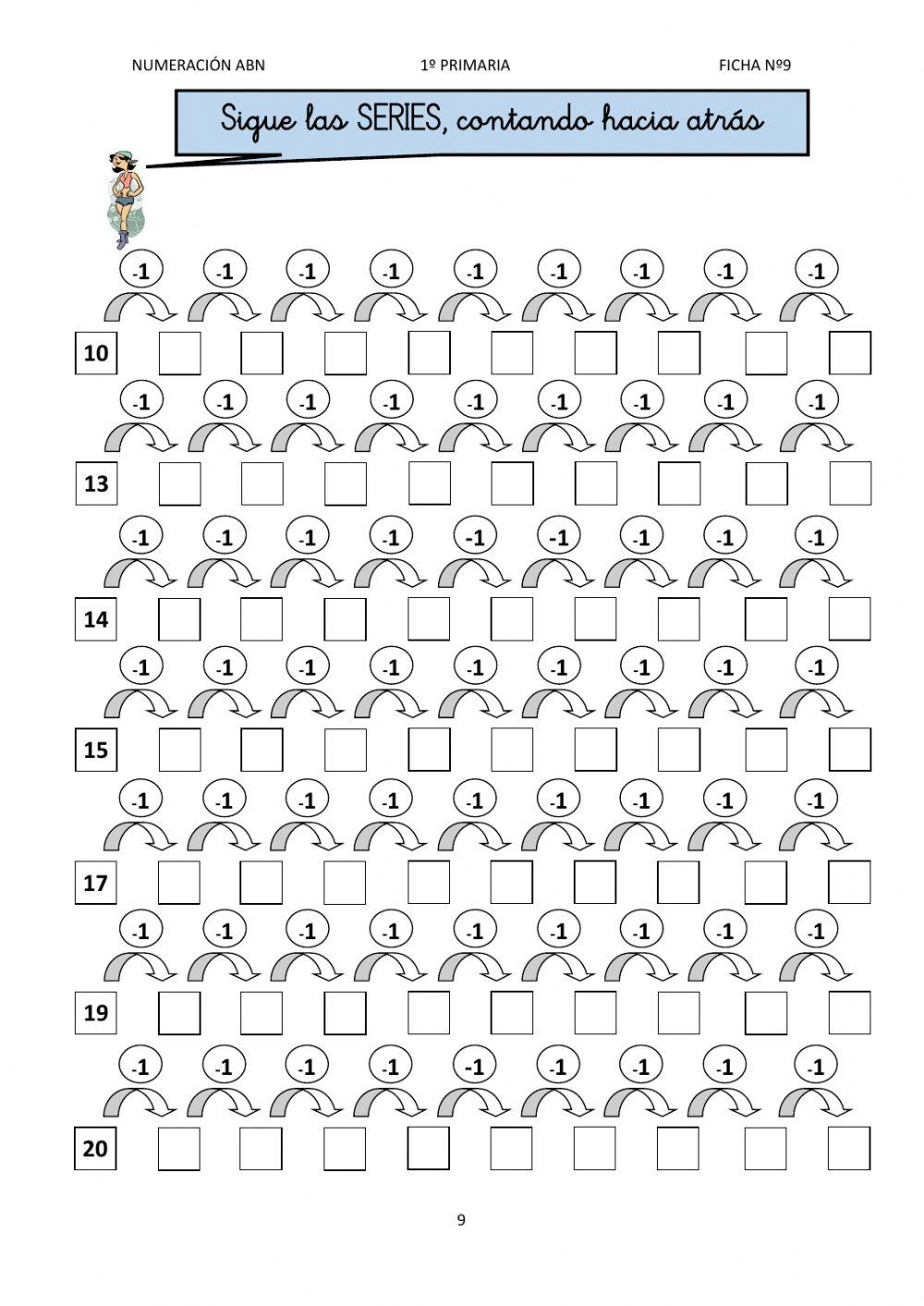 Numeración abn 1º primaria ficha 9