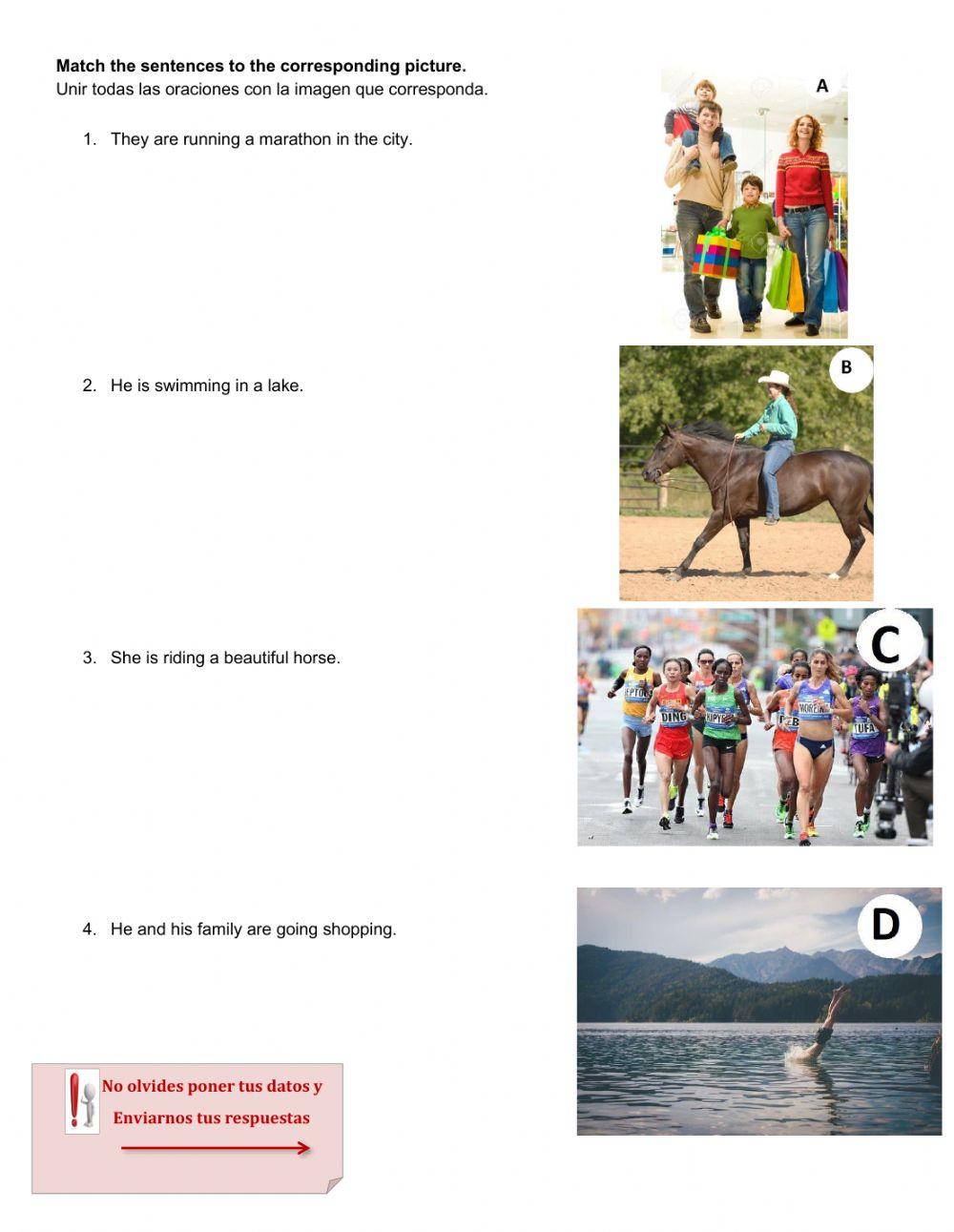 Match the pictures to the sentences.