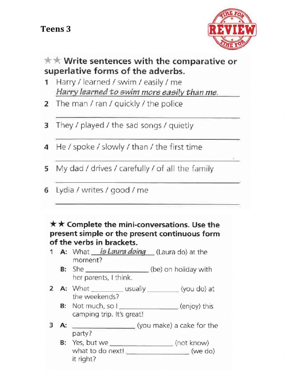 Teens 3 worksheet | Live Worksheets