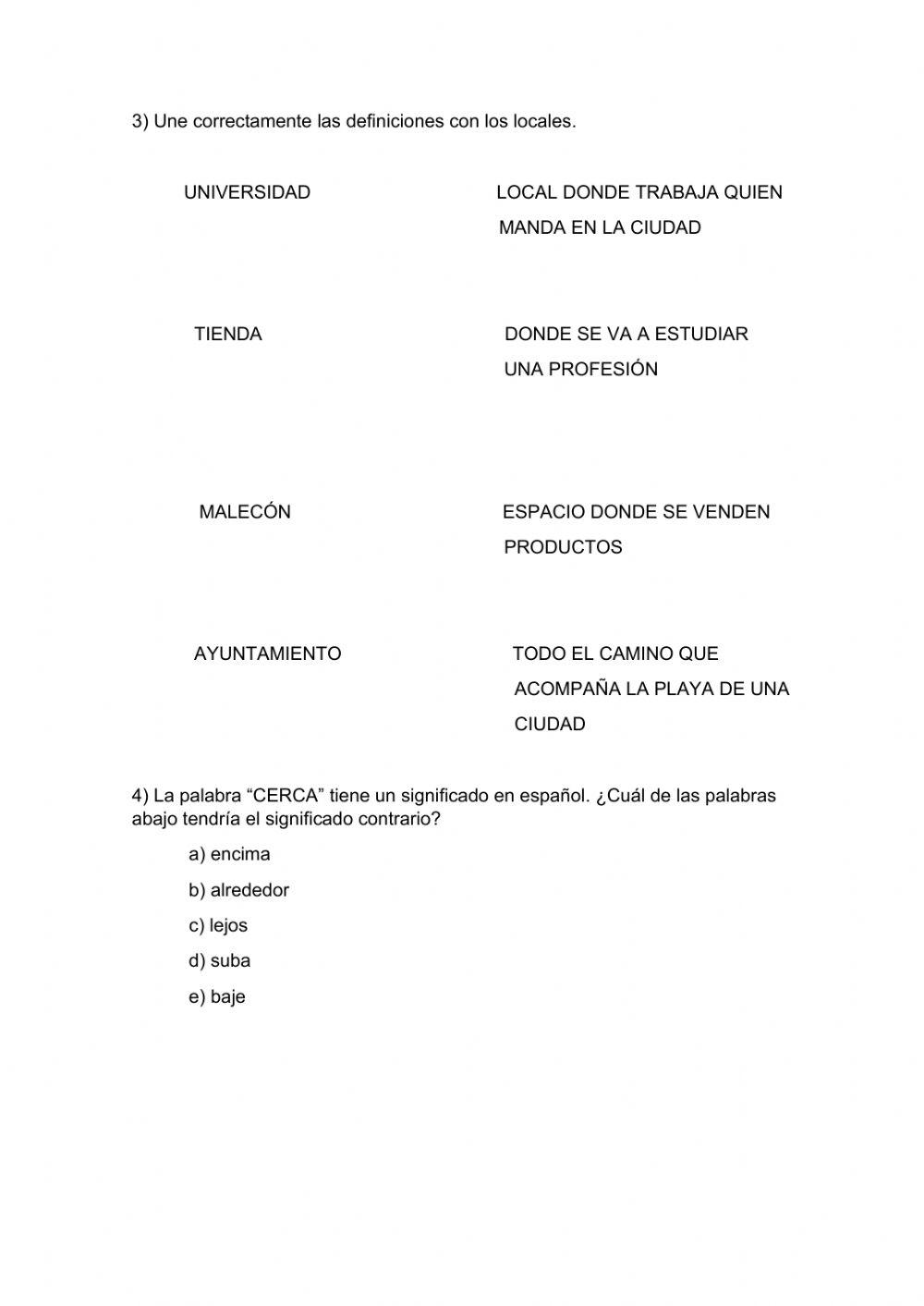 Partes de la ciudad y direcciones