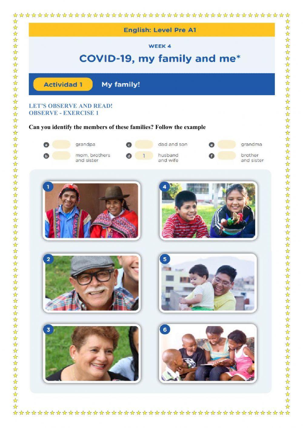 Week n°4 - my family! (activity 1 pre - a1)