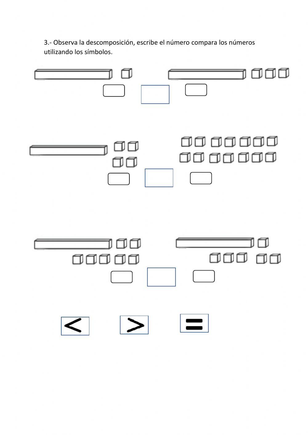 Comparación y descomposición de números