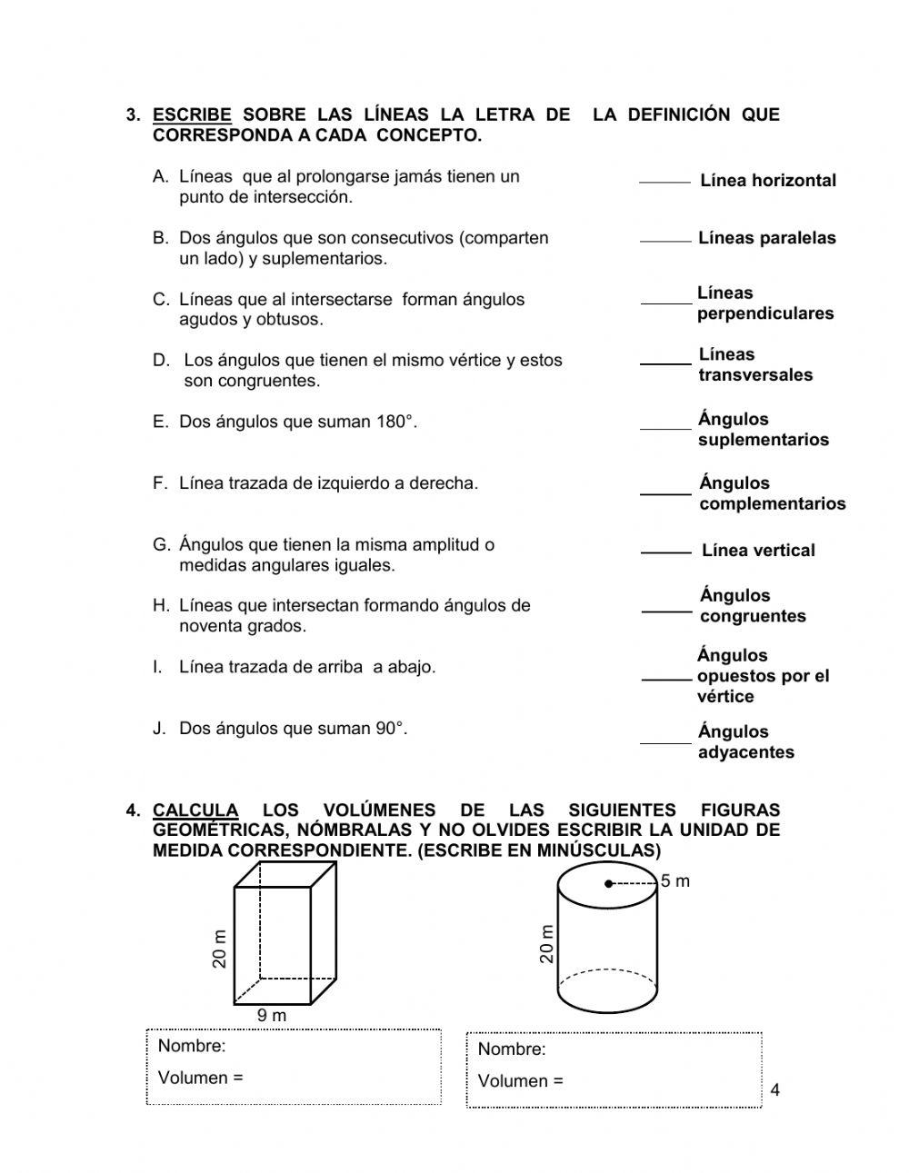 Examen en línea, Matemáticas 1