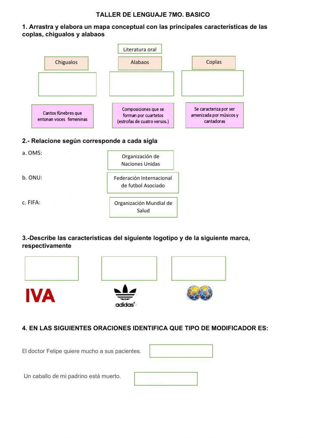 Lenguaje Ficha evaluativa- septimo de basica