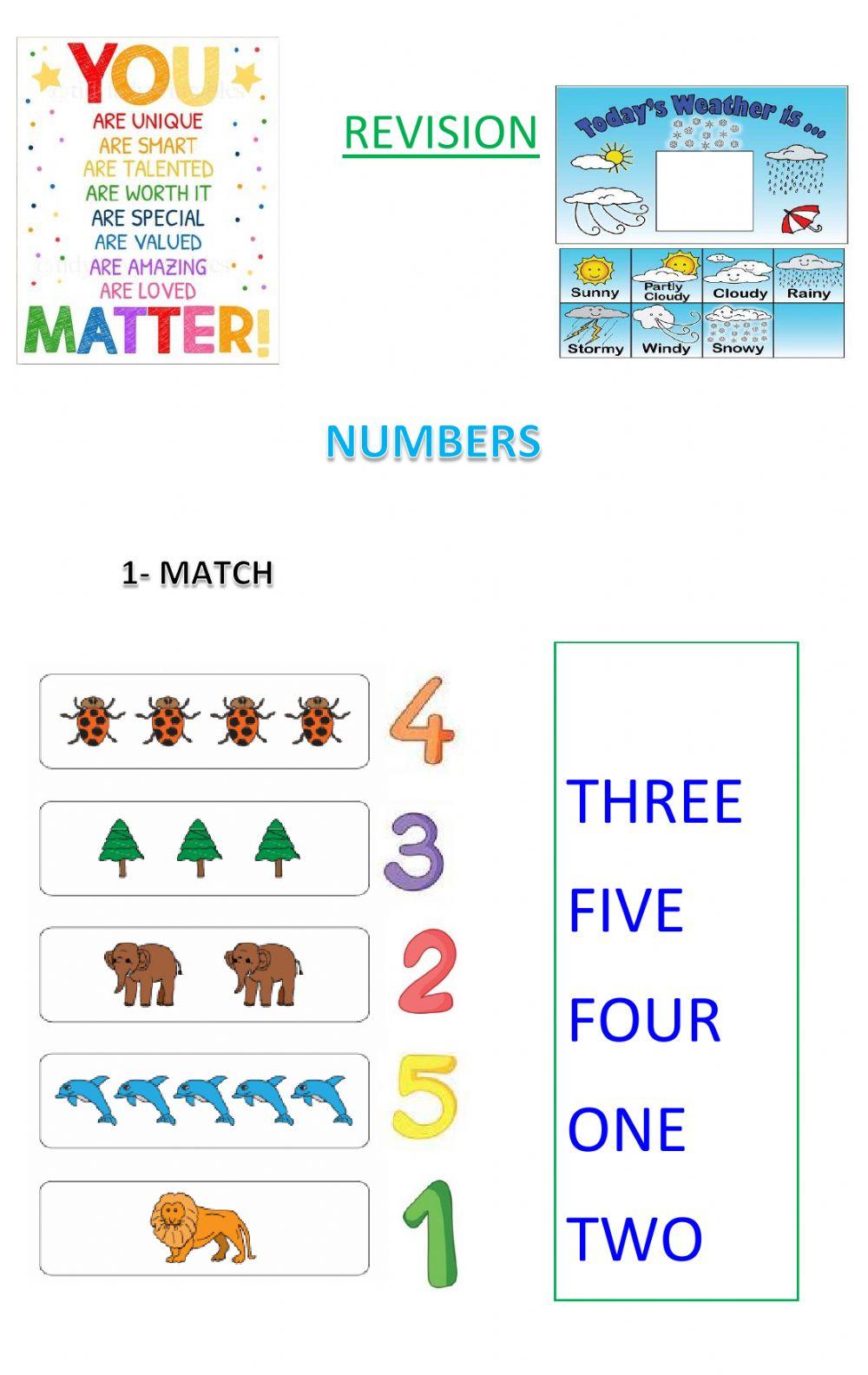 Revision: numbers 1-10 and school objects