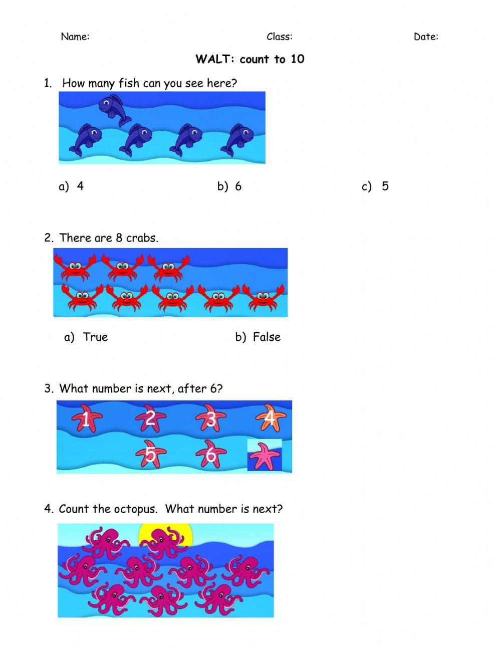 Count to 10 sea animals