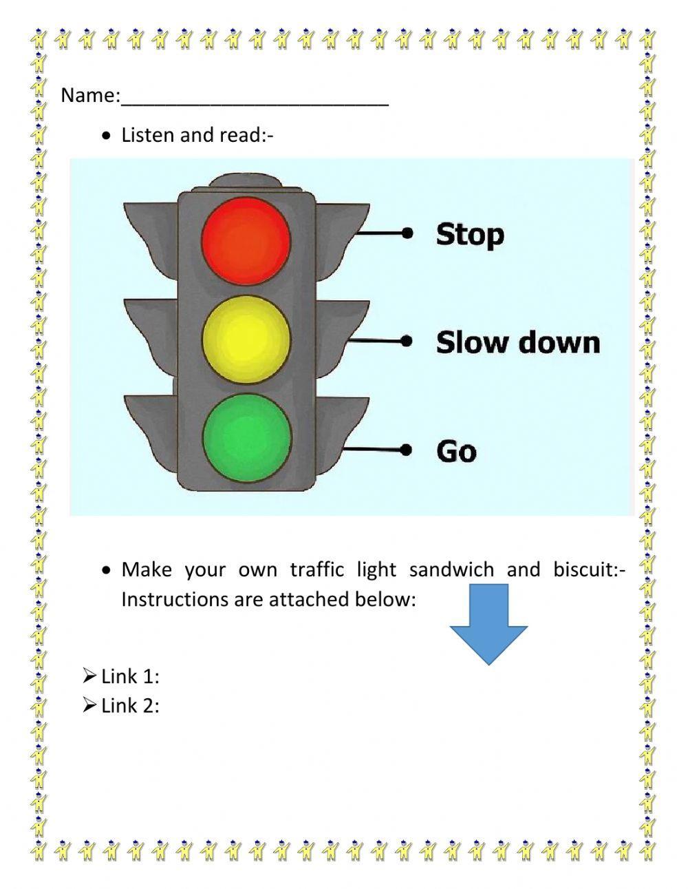 Traffic Light Worksheet For Class 1 Shelly Lighting