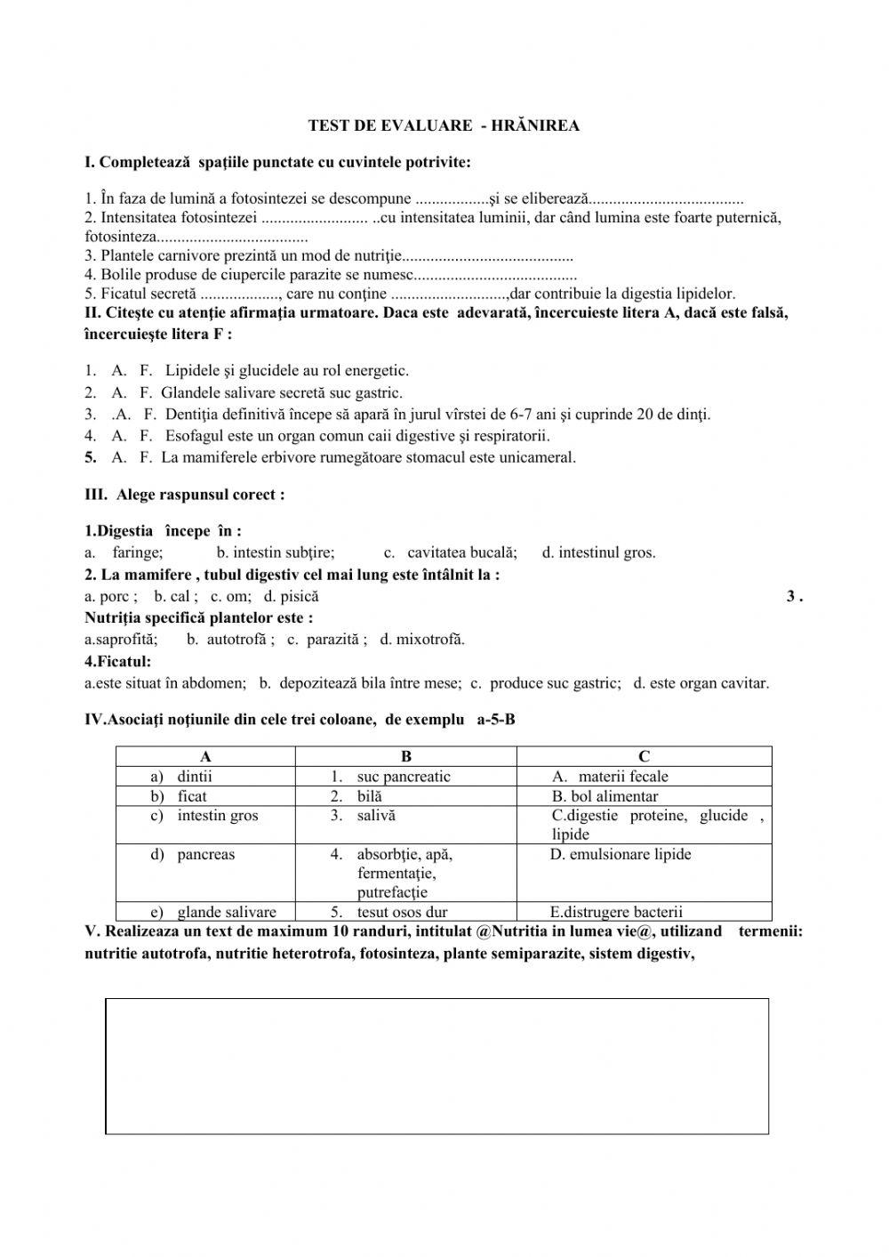 Funcțiile de nutriție