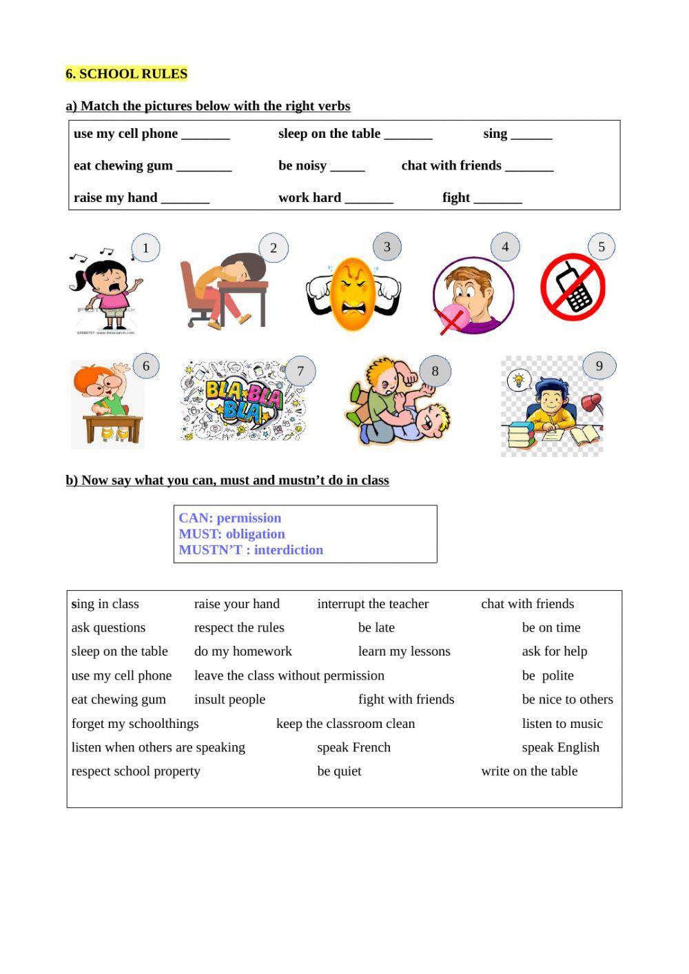 School things and school rules