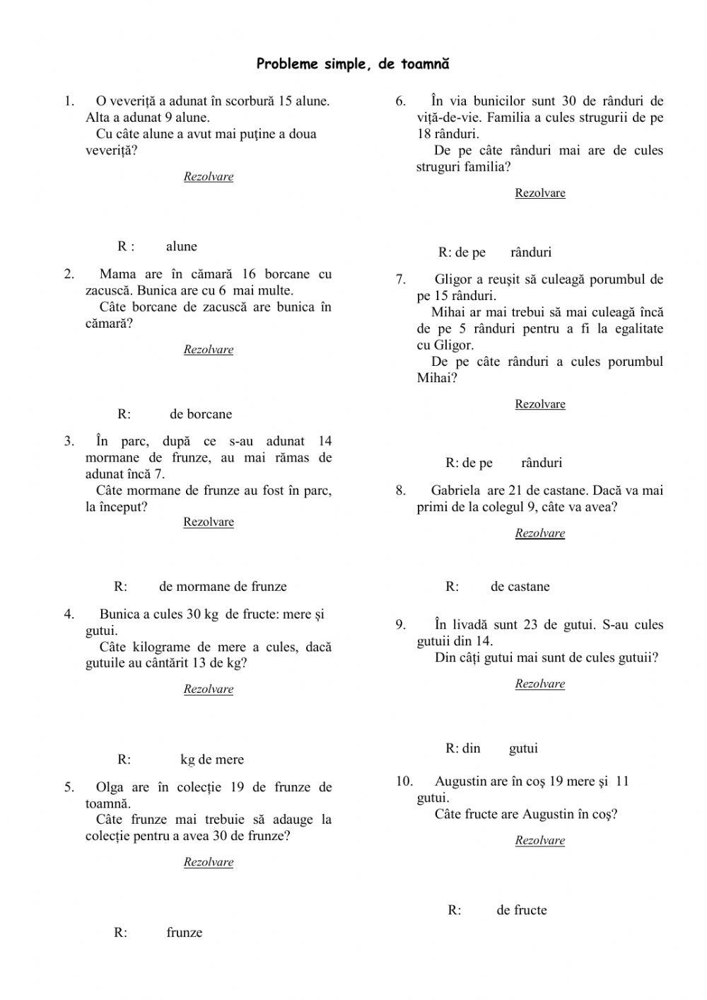 Probleme simple, de toamnă