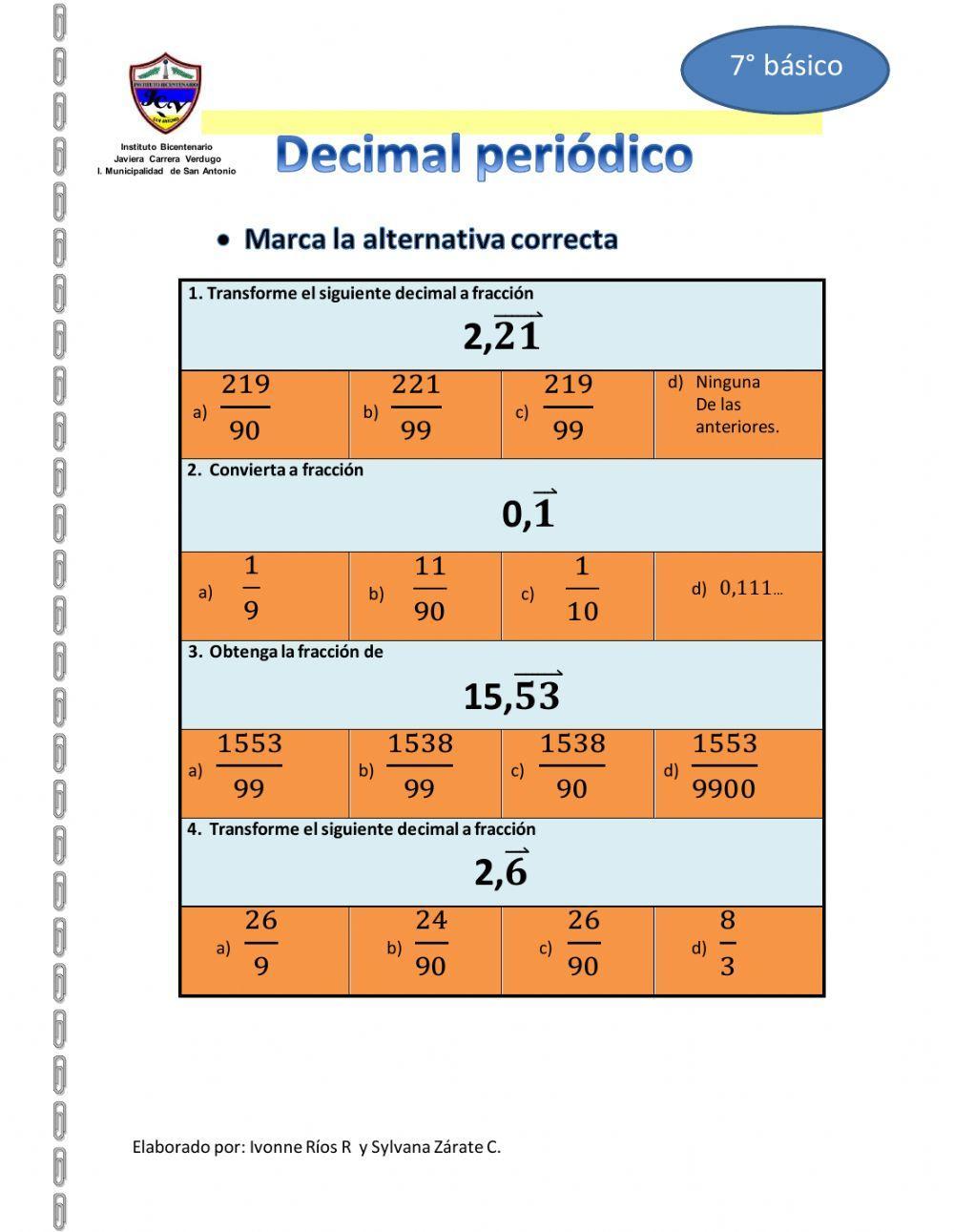 Convertir decimales a fracciones