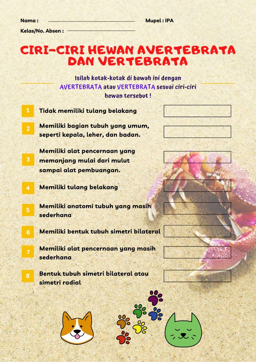 Ciri-ciri vertebrata-avertebrata