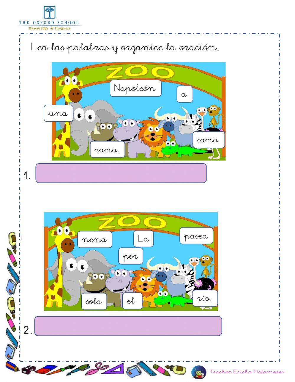 Oraciones desordenadas con familia sílabas n