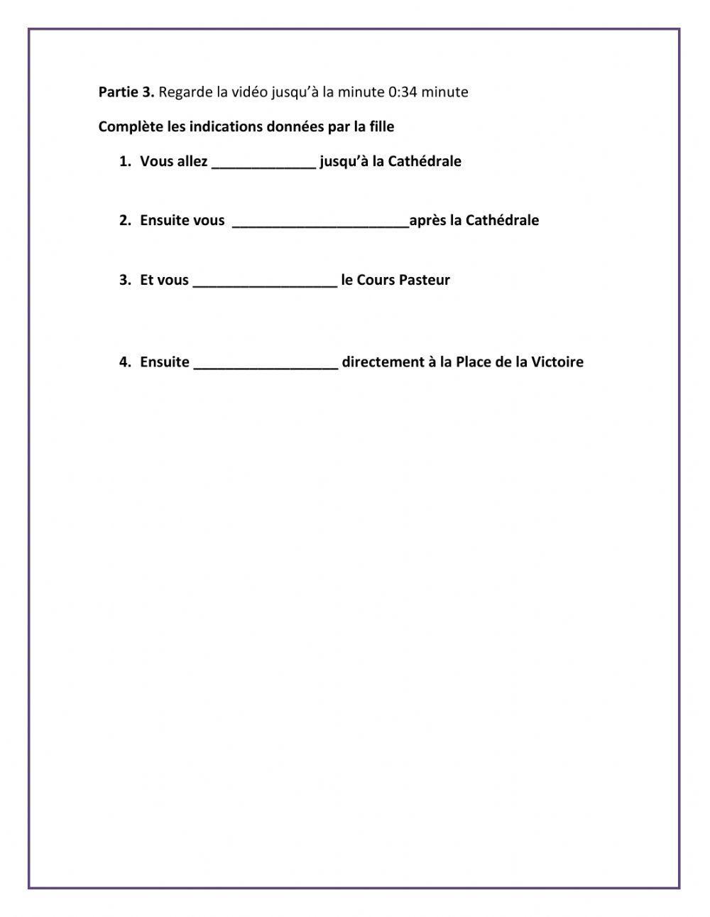Les indications - Comprehénsion Orale