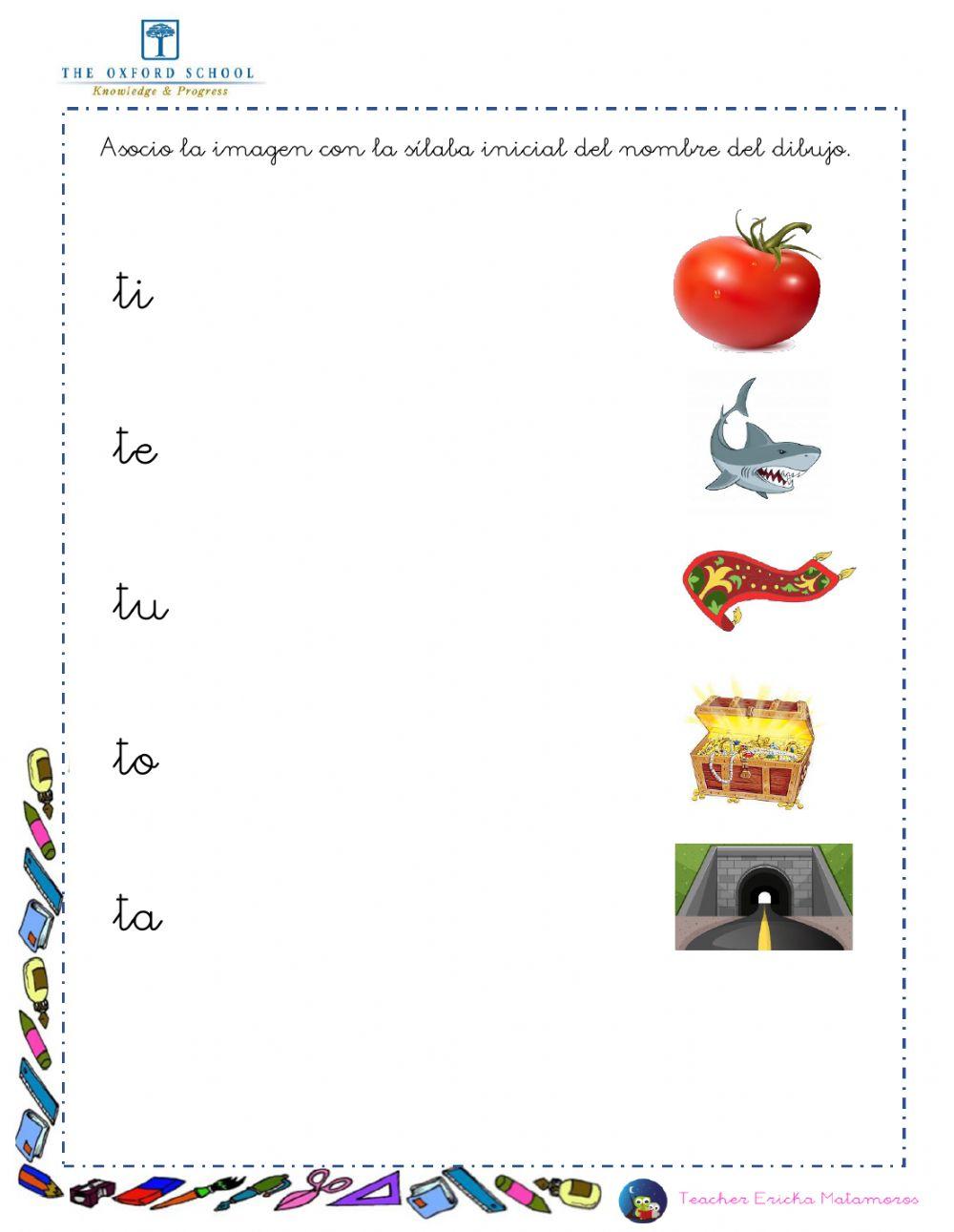 Sílabas directas que inician con t