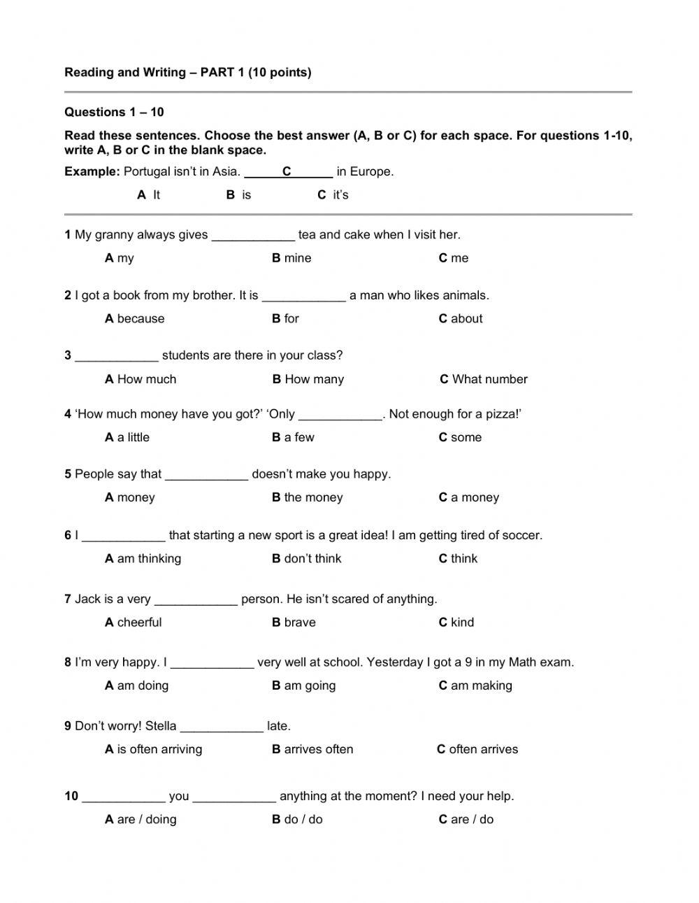 00. Teens 2 - WRITING - Mid term test