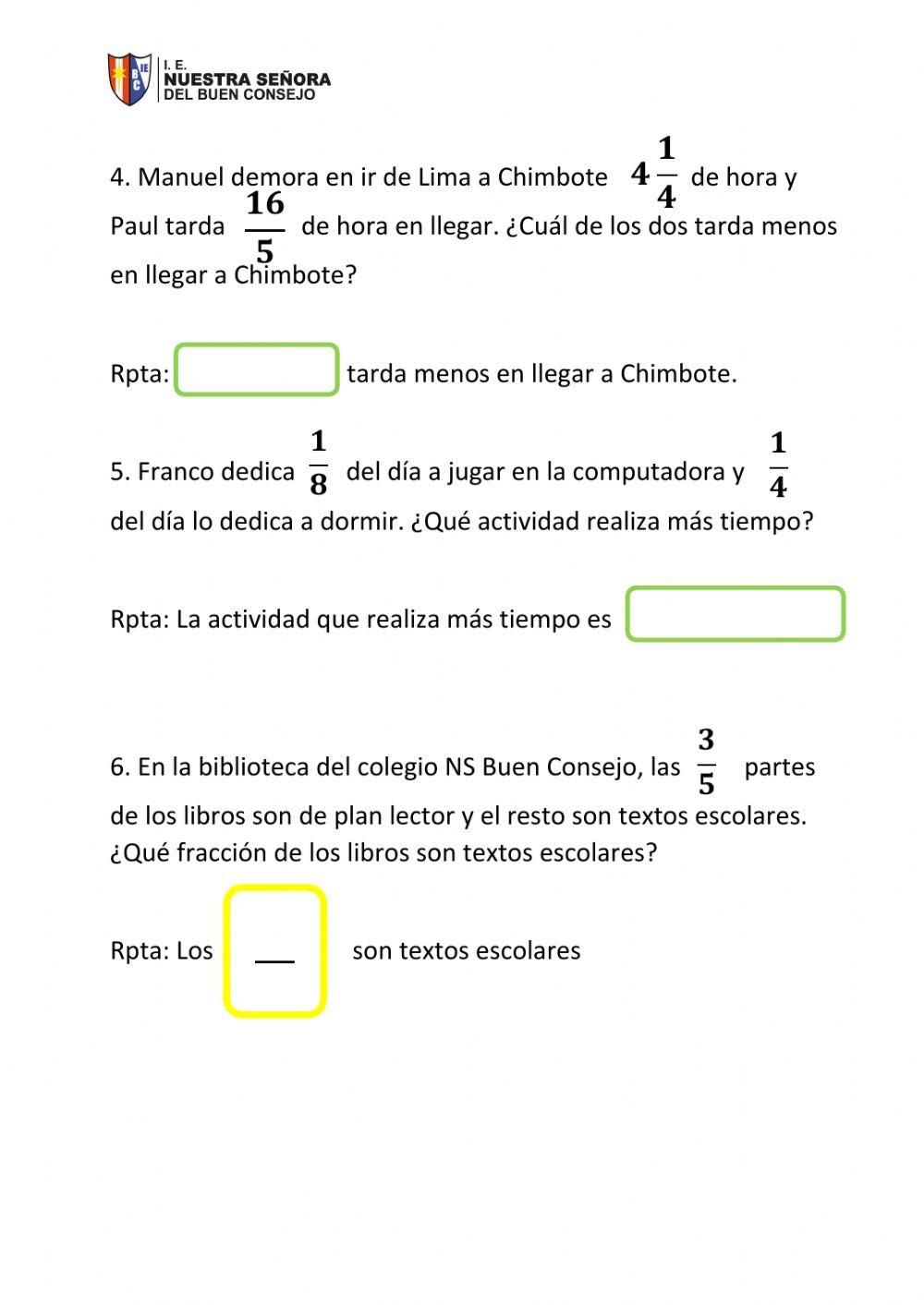 Fracciones comparación