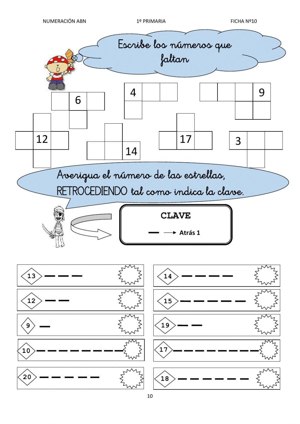 NUMERACIÓN ABN 1º PRIMARIA FICHA 10
