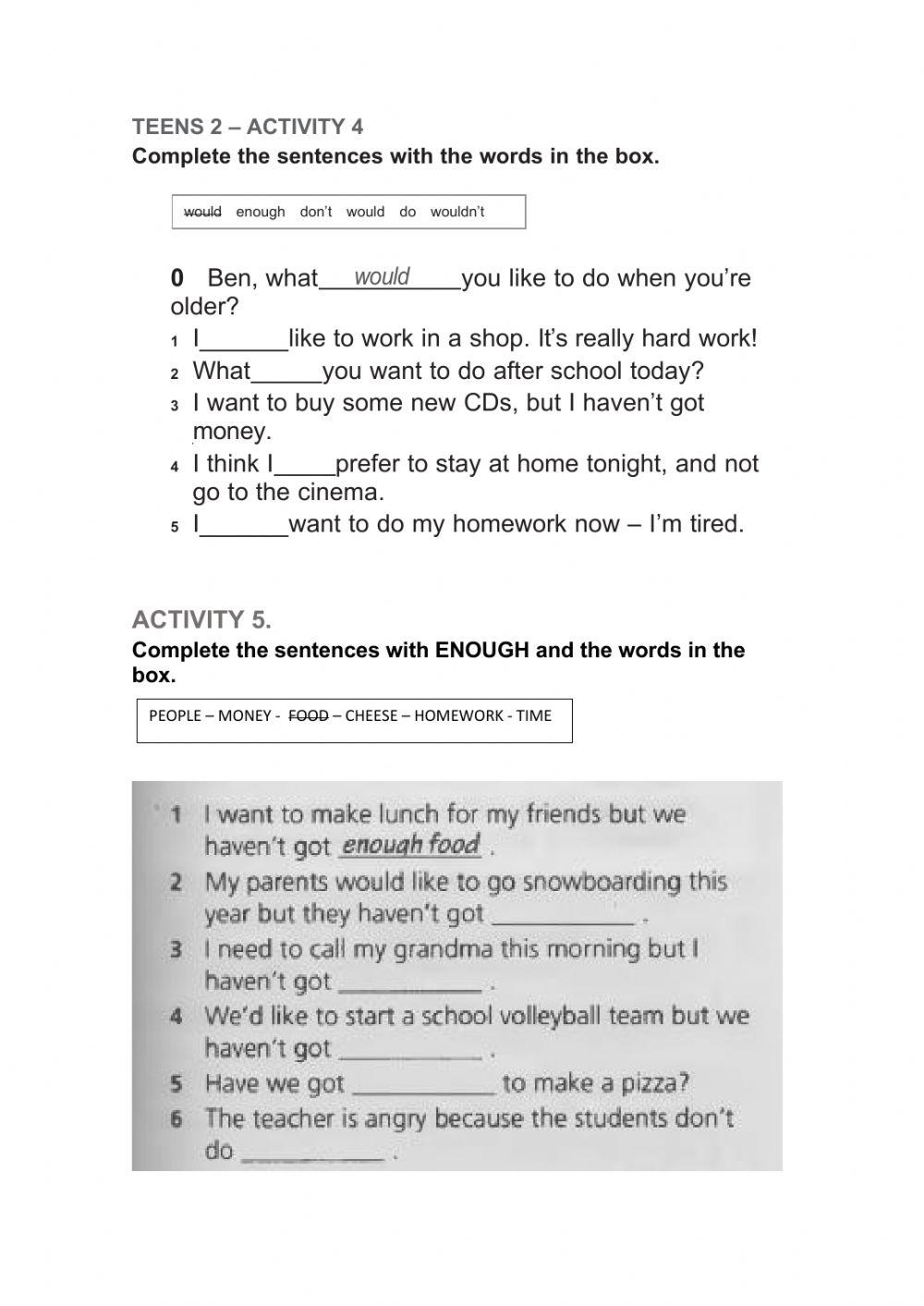 Teens 2 - activities 4 and 5