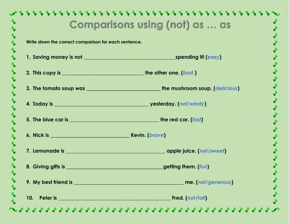 Comparisons using as ... as Comparisons using as ... as