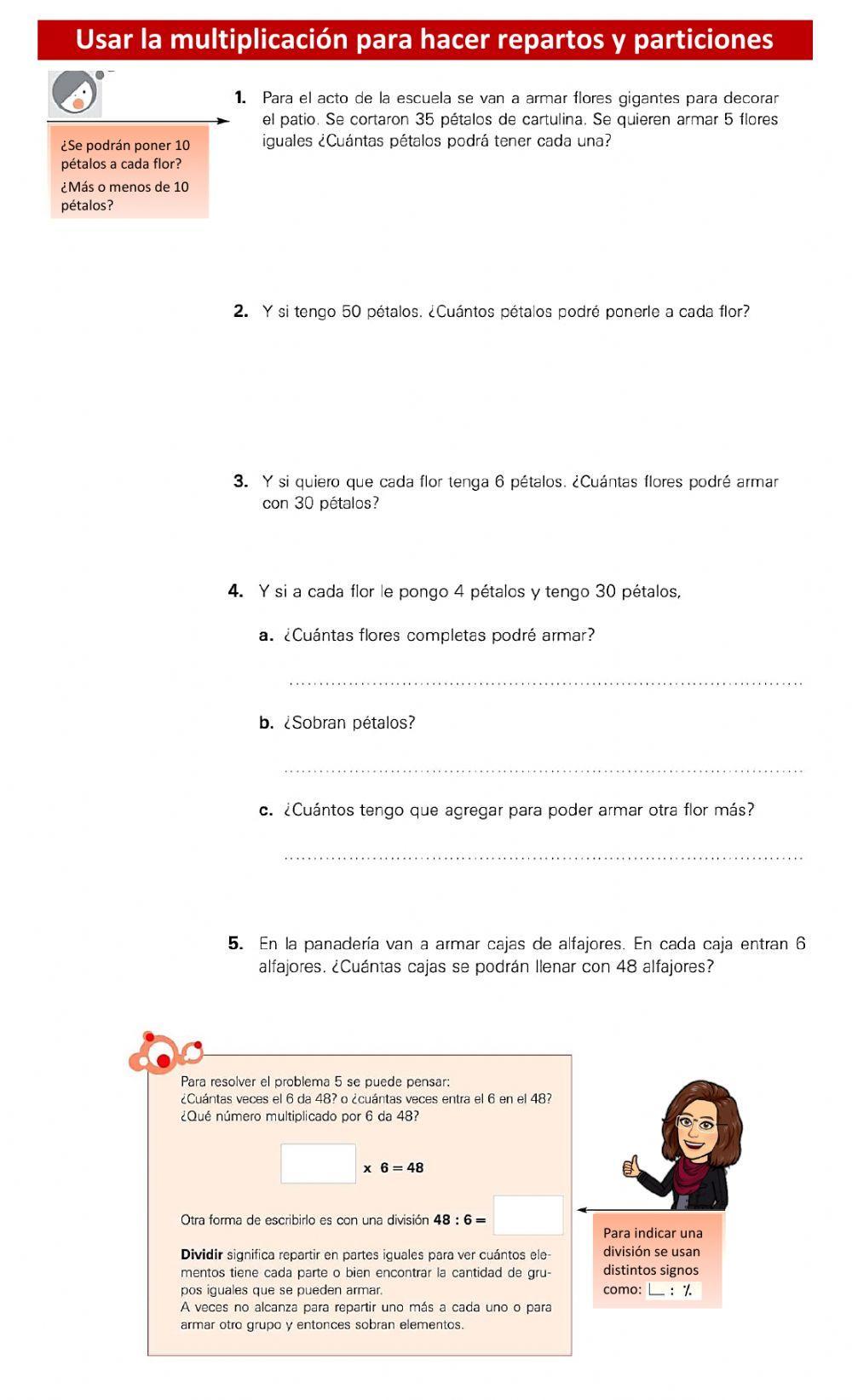 Partir y repartir en partes iguales