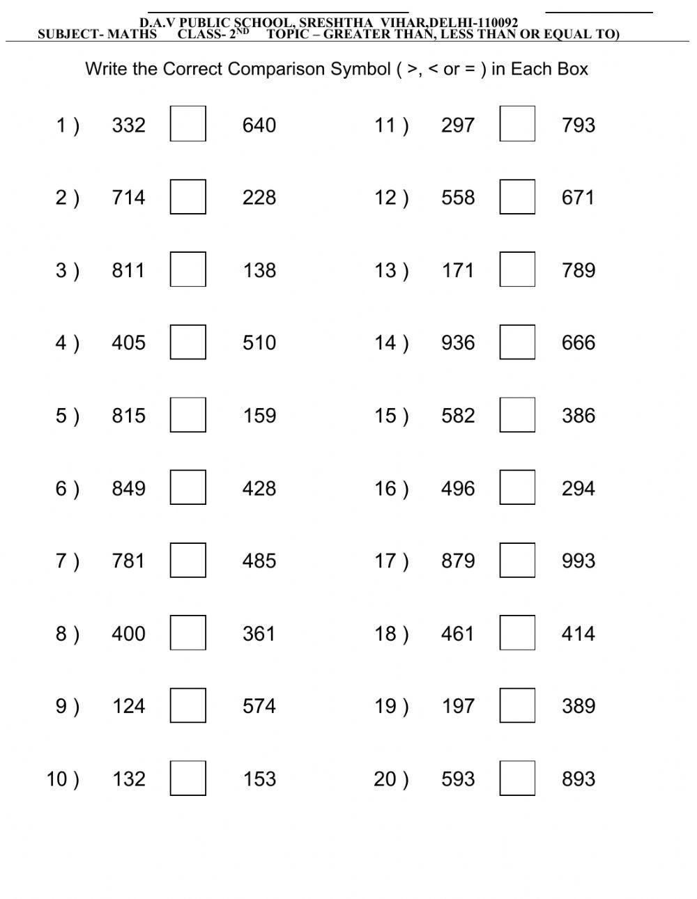 Greater than less than