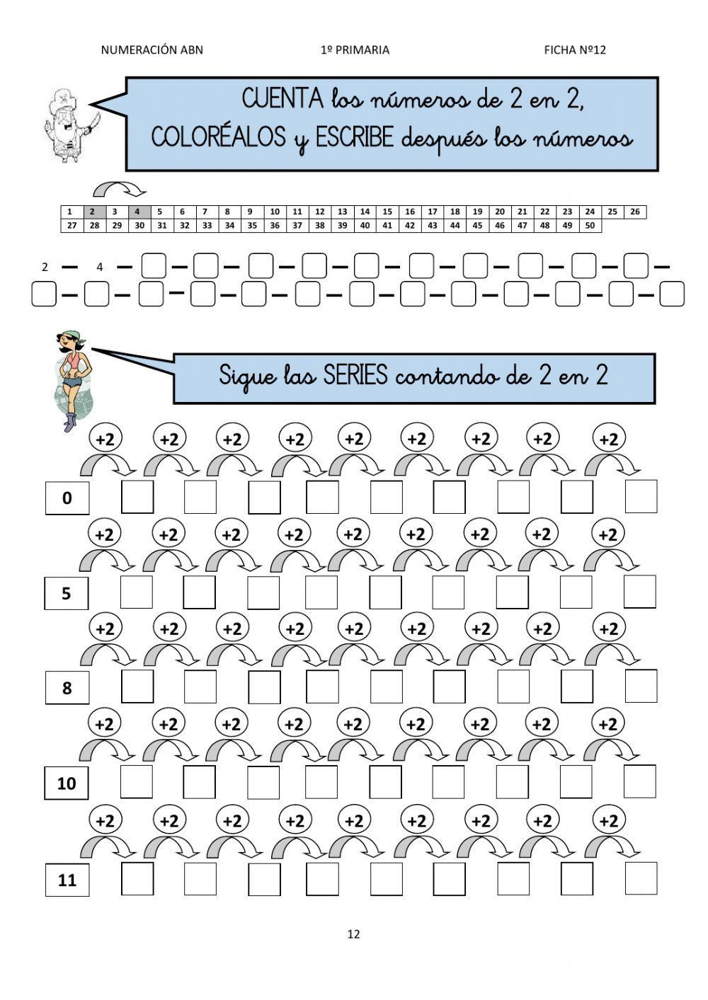 Numeración abn 1º primaria ficha 12