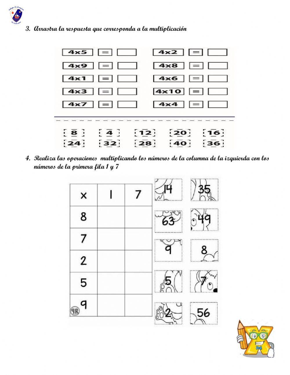 Hoja Repaso Tablas de Multiplicar