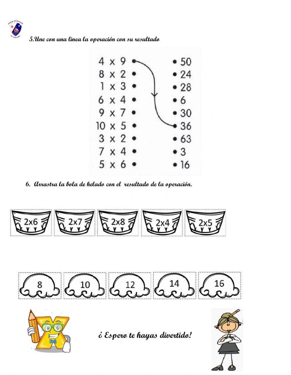 Hoja Repaso Tablas de Multiplicar