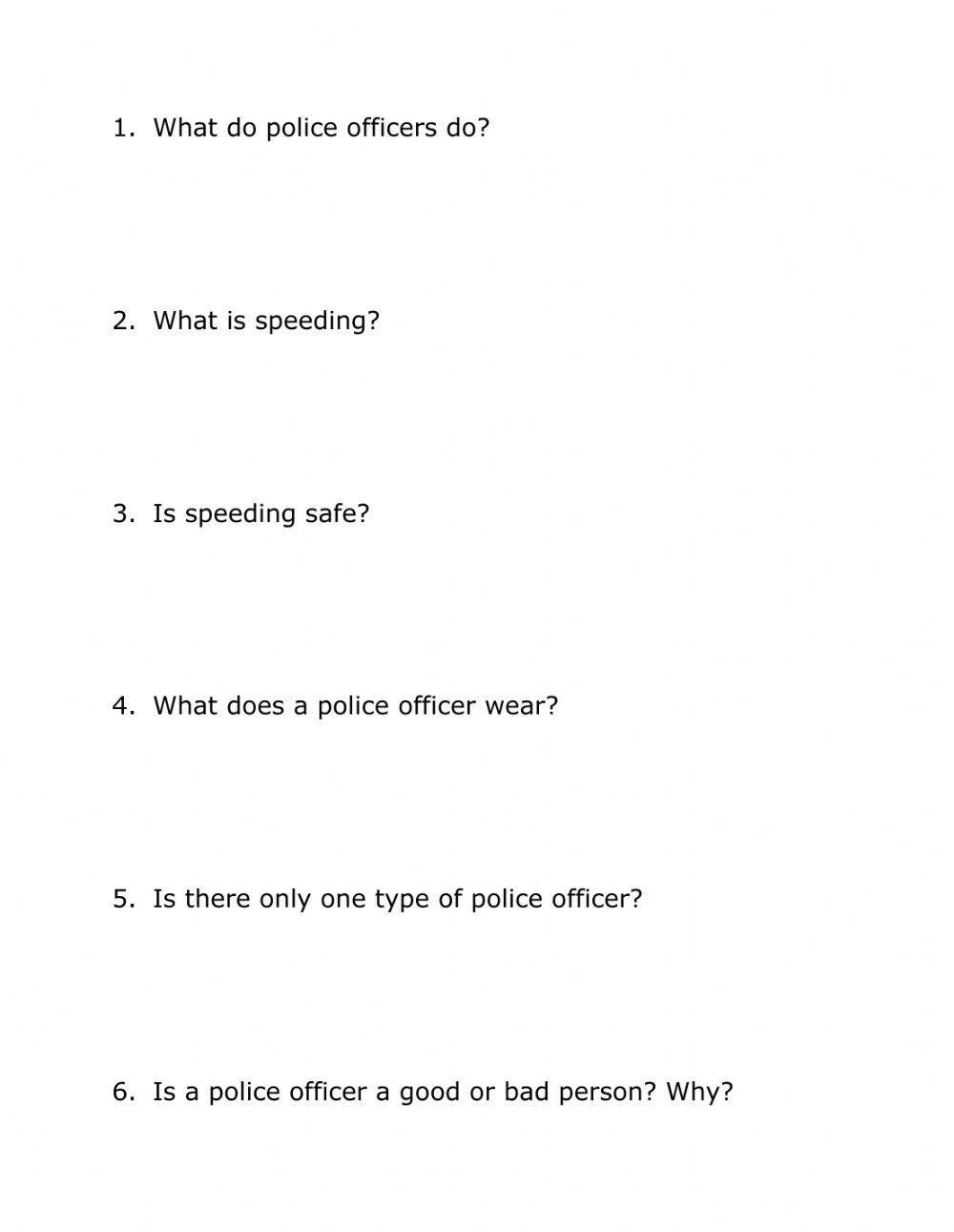 Police Officer Reading Comprehension