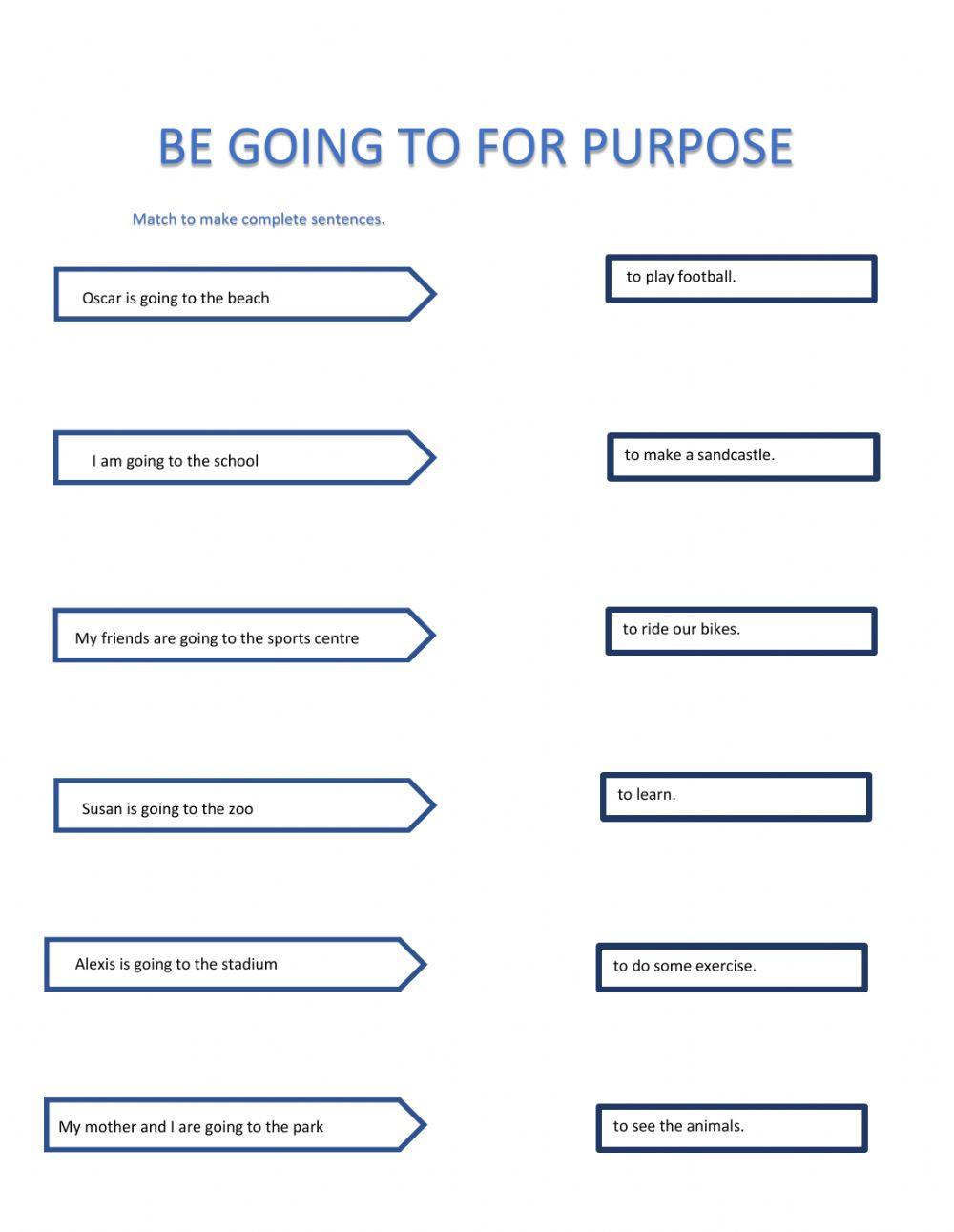 Be going to for purposes