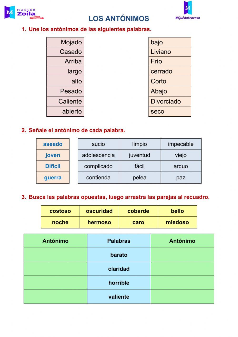 Los antónimos Los antónimos